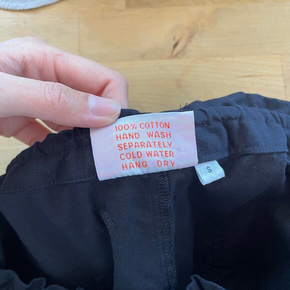 Santiki – Black Cotton Wide Leg Drawstring Pants - Picture 8 of 8